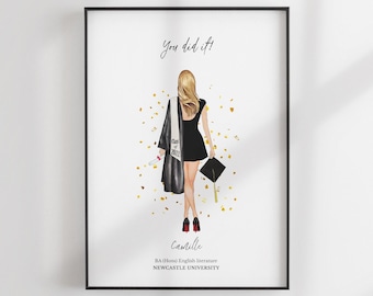 Stampa di laurea personalizzata - Regalo di laurea - Regalo BFF personalizzato - Stampa di laurea universitaria - Ritratto - Regalo di Natale personalizzato