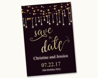 Save the Date - Printable Personalized - Fairy Lights Save the Date - Printable Save the Date - Wedding Birthday Save the Date
