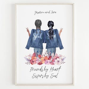 Besties Print - Best Friends Gift - Custom BFF - Friends Illustration - Personalized Portrait - Printable - Personalized Christmas Gift
