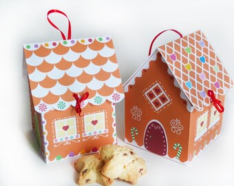 Casas de papel de jengibre imprimibles: decoración navideña, juegos o regalos y golosinas para las fiestas.
