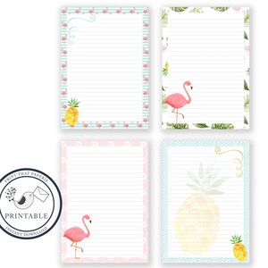 Flamingo Printable Writing Paper - Stationary Paper - Letter Writing Set - Flamingo Note Paper - Printable Journal Pages, Scrapbooking Paper