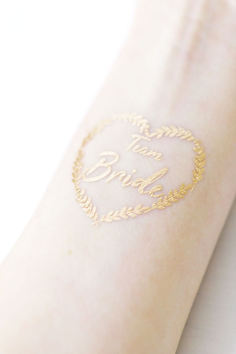 Gift silver or rose gold in the colours gold Tattoo Set \u00bbTeam Bride\u00ab for JGA