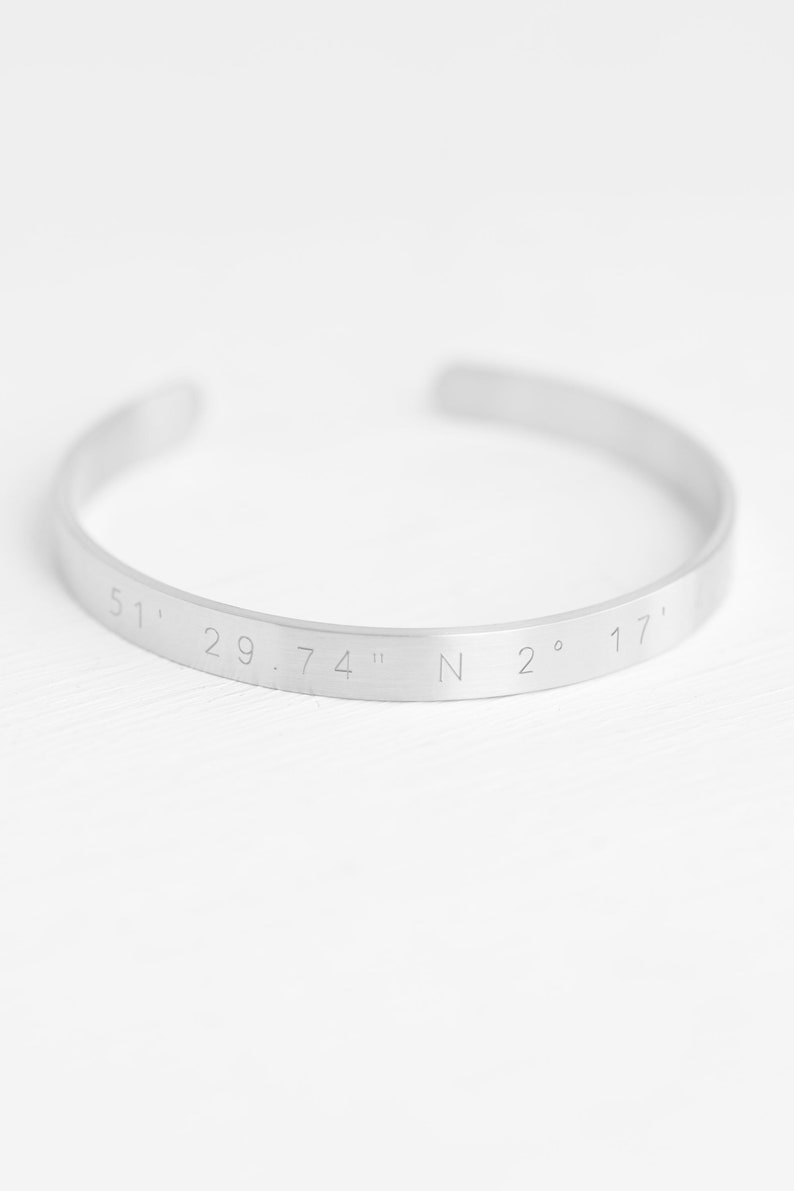 Gold Matte Stainless Steel Cuff Bracelets for Women Gift box included Custom Engraved Coordinates Bracelet Personalized Coordinates gift