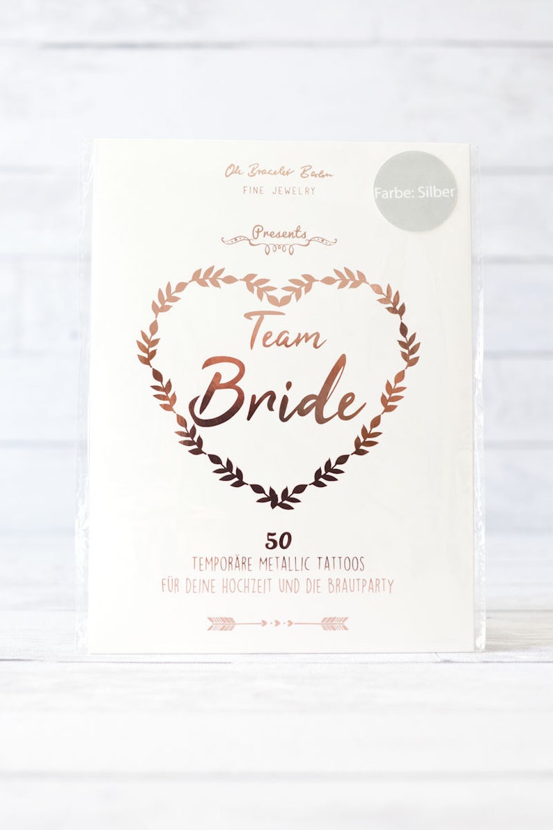 Gift silver or rose gold in the colours gold Tattoo Set \u00bbTeam Bride\u00ab for JGA