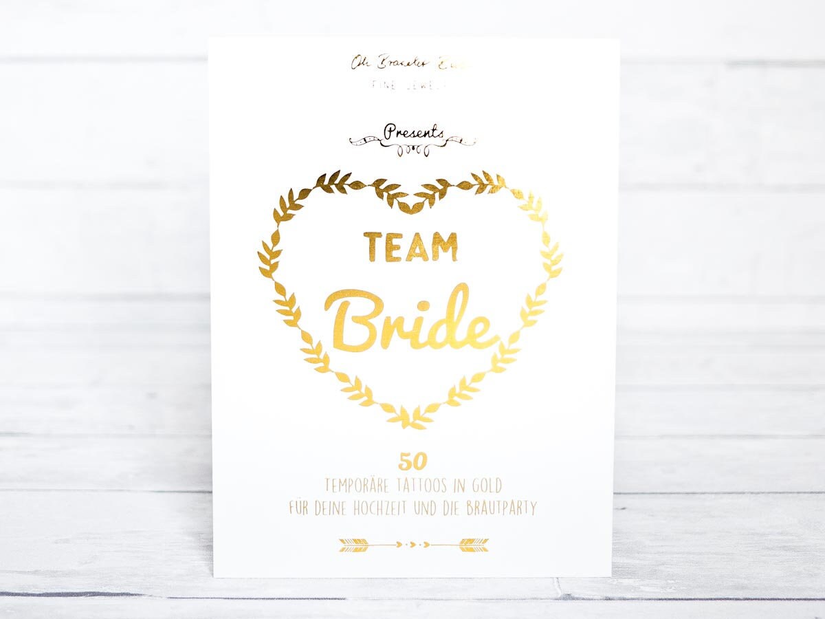 Tattoo Set »Team Bride« for JGA | in the colour gold | Gift