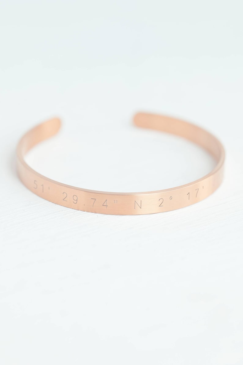 Gold Matte Stainless Steel Cuff Bracelets for Women Gift box included Custom Engraved Coordinates Bracelet Personalized Coordinates gift