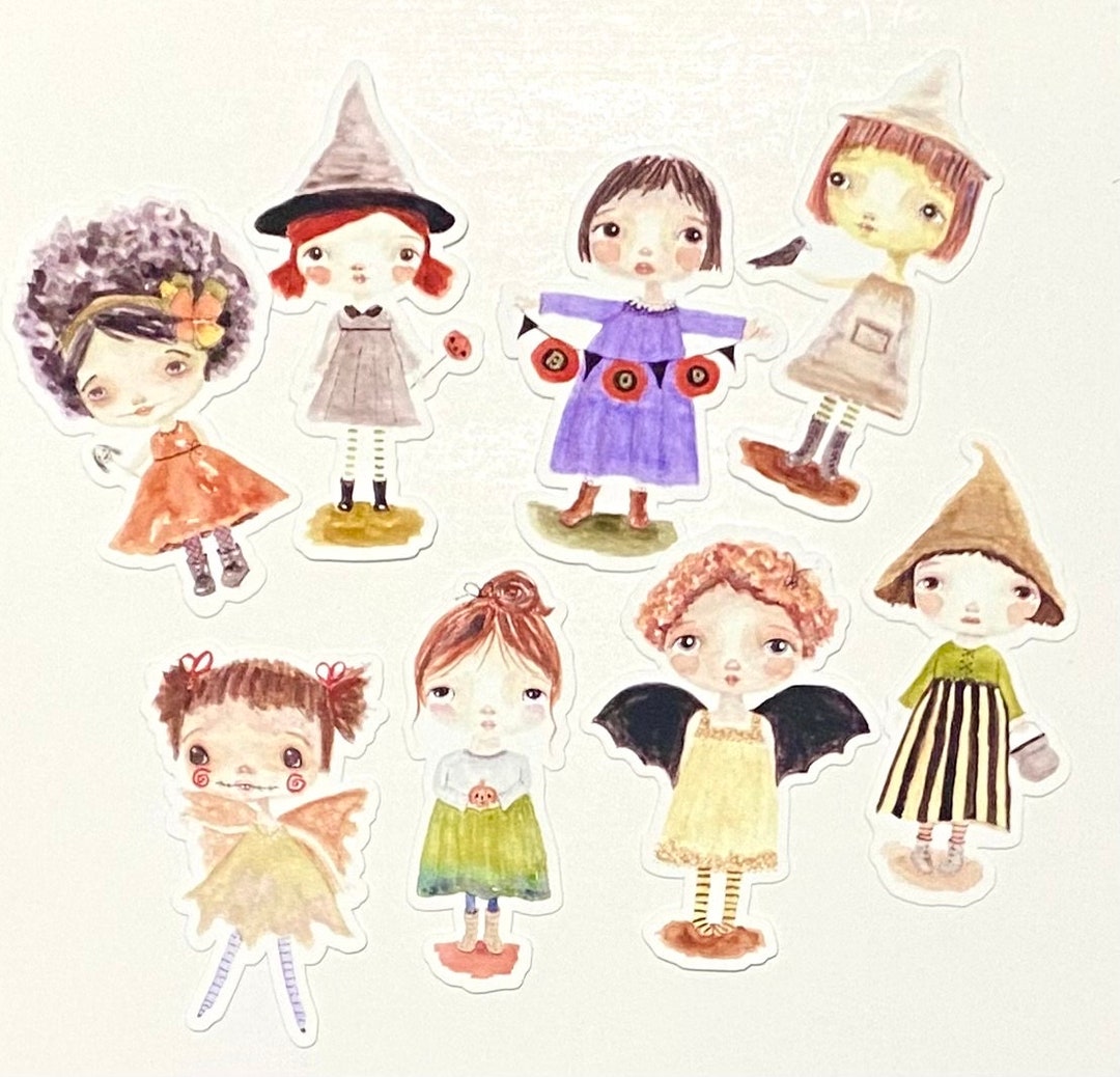 Whimsy Stickers Set of 8 Vinyl Stickers. Whimsical, Cute, Original. Halloween Stickers ...