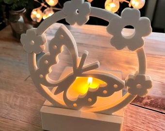 Stampo in silicone, inserto, farfalla, ghirlanda con fiori, per piatto porta tealight