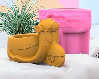 Casting mold, retro motorcycle, silicone mold, flower pot, pen holder, Keraflott, Raysin