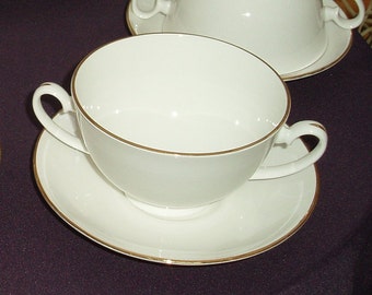 Vintage Royal Grafton Bone China Soup Bowls with saucers