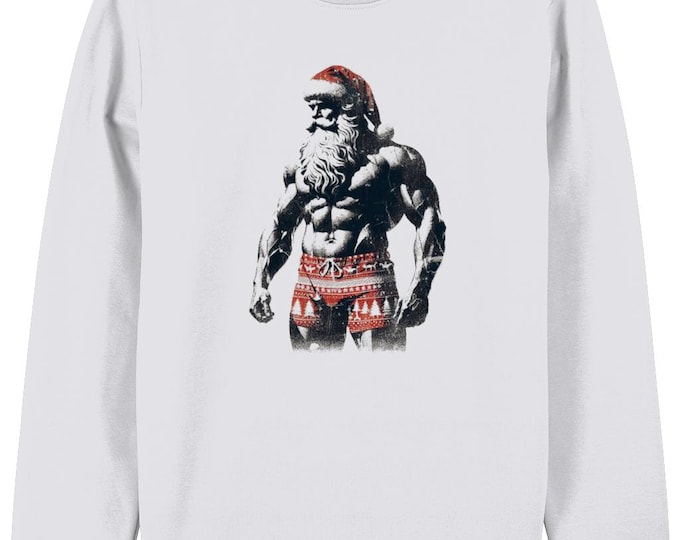 Buff Father Christmas Sweatshirt – Buff Santa Jumper – Streetwear Xmas Gymwear – Alternative Holiday Sweater – Misfits & Mayhem Co