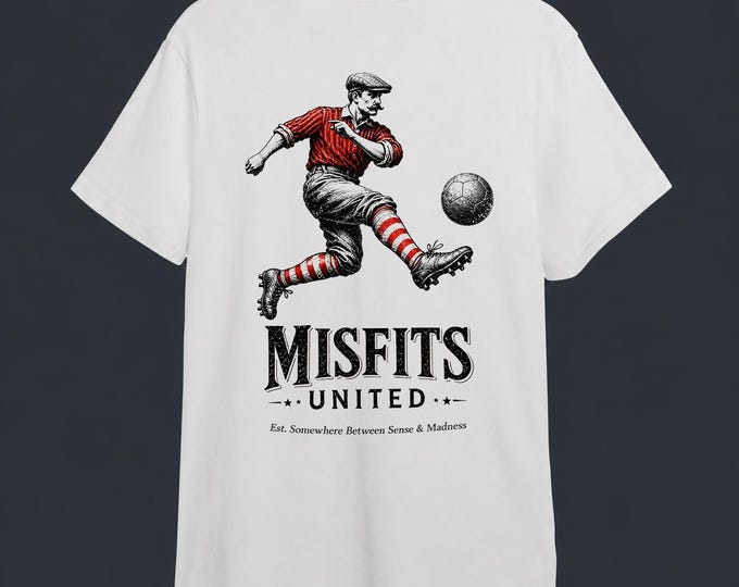 Misfits United Retro Football Graphic Tee, Vintage Soccer Terrace Culture Shirt