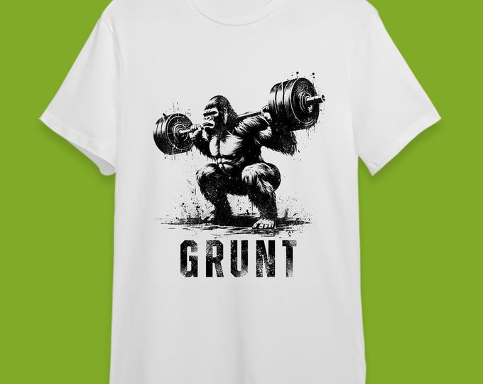 Grunt Gorilla Gym T-Shirt – Unisex Fitness Tee – Cool Workout Top – Gym Streetwear for Men & Women – Hardcore Gym Beast