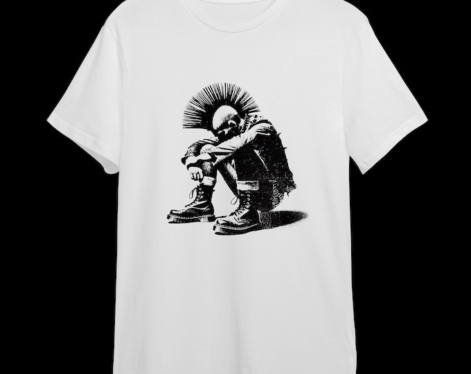 Last of the Mohicans Punk Rock Grunge T-Shirt – Heavy Ink Print Unisex Alt Streetwear for Misfits, Outsiders, Anarchic Souls