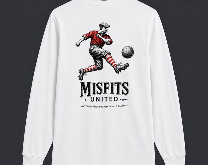 Vintage Football Back Print Long Sleeve T Shirt, Retro Football Fan Gift, Terrace Culture Streetwear