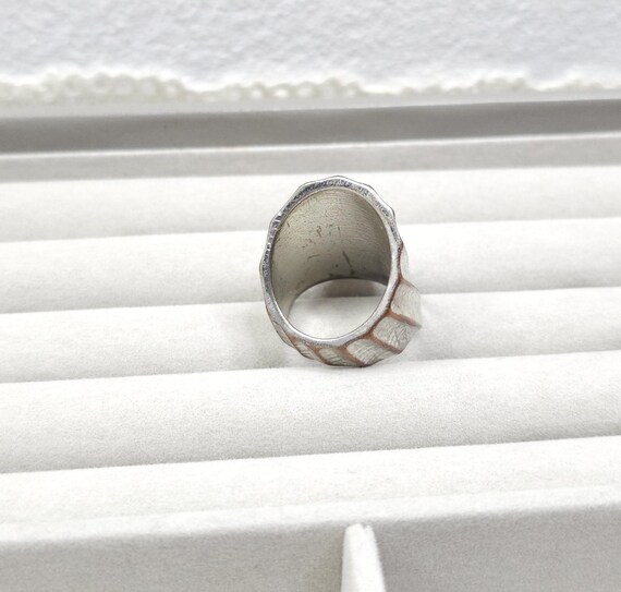 109 Large Statement Ring – Silver Plated Textured… - image 7