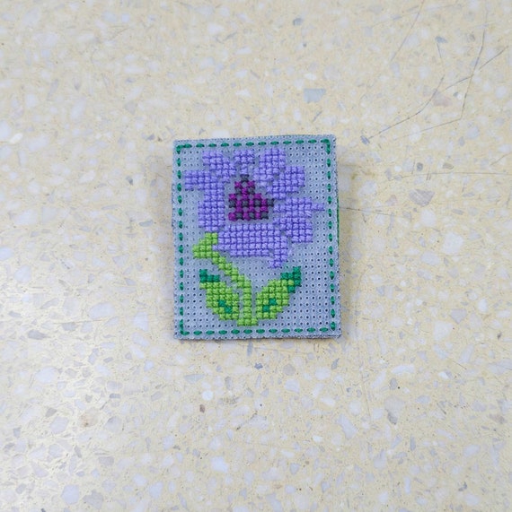 6256 Embroidered Brooch Pin Flower Cross stitch Floral Brooch Colorful Brooch Gift for Woman Etsy UK
