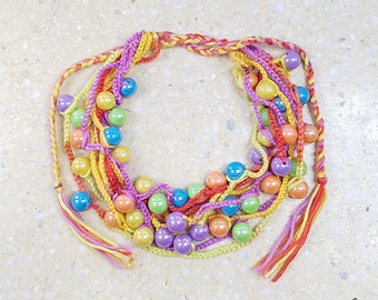 5839 yarn, colorful, optimistic, shaded necklace; rope necklace; chunky necklace; multistrand necklace