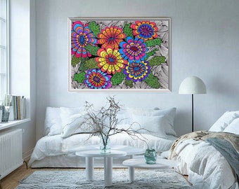 28-1 pcs "JOY" digital file drawing artwork A4+A3; original; color drawing, poster; drawing flowers