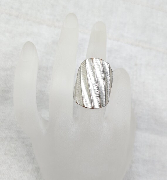 109 Large Statement Ring – Silver Plated Textured… - image 11