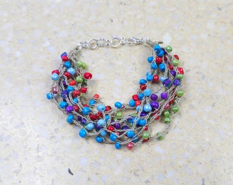 6303 colorful linen bracelet, multi-string bracelet;