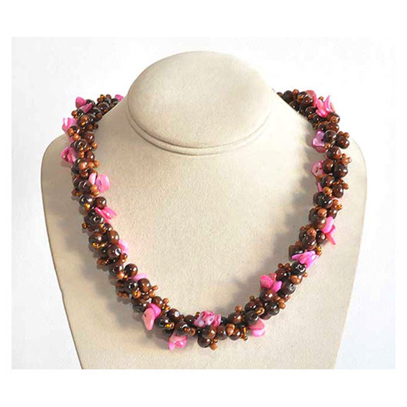 Long Necklace light and effective necklace; natural materials; Wood ; Mother of Pearl 2871