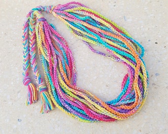 5931 colored, rainbow, yarn necklace; melange; glamorous necklace; ethnic styles, boho styles