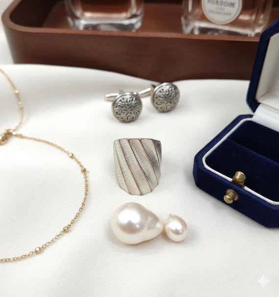 109 Large Statement Ring – Silver Plated Textured… - image 3