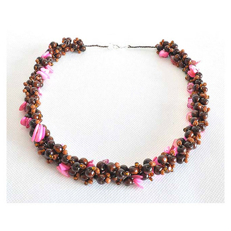 Long Necklace light and effective necklace; natural materials; Wood ; Mother of Pearl 2871