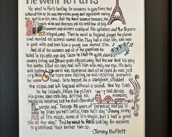 Jimmy Buffett Collection: He Went To Paris  NO FRAME (Picture and Mat ONLY)