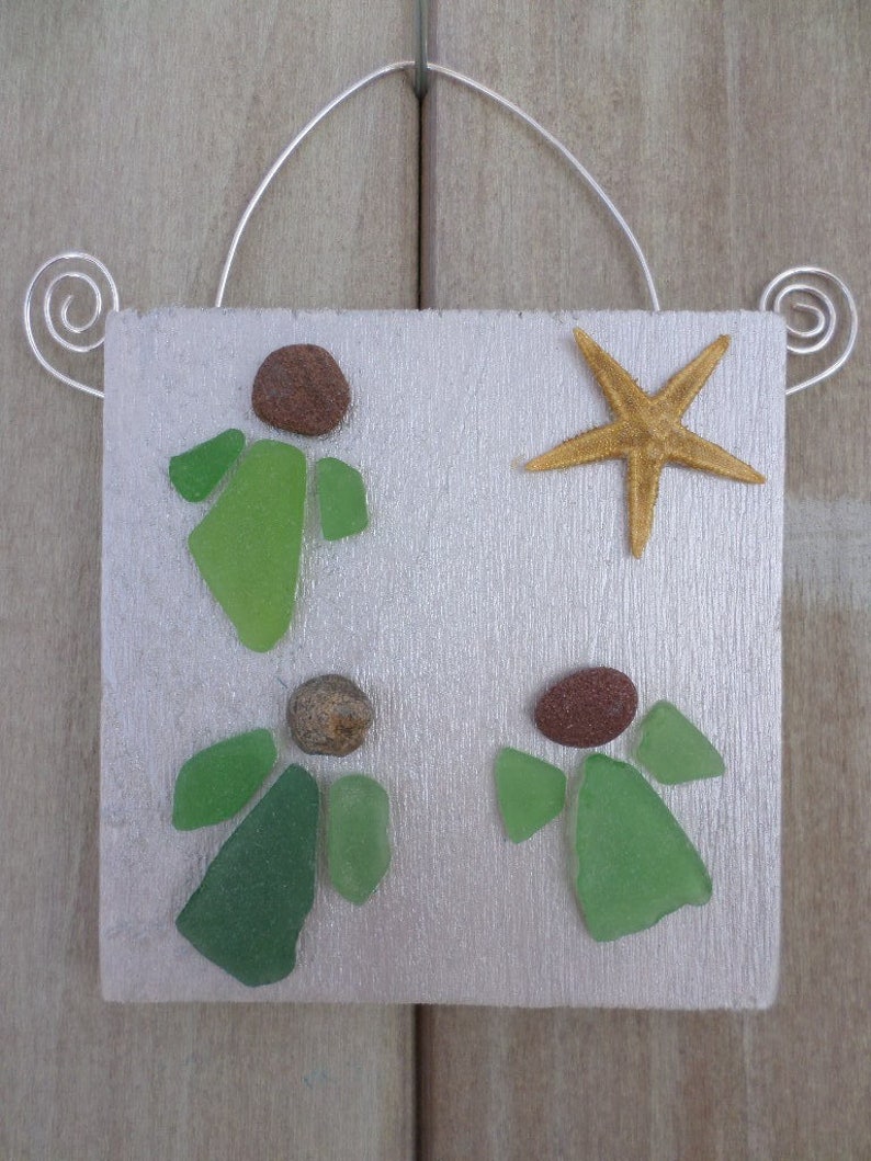 Sea Glass Angel Ornament/wall Hanging 3 Angels | Etsy
