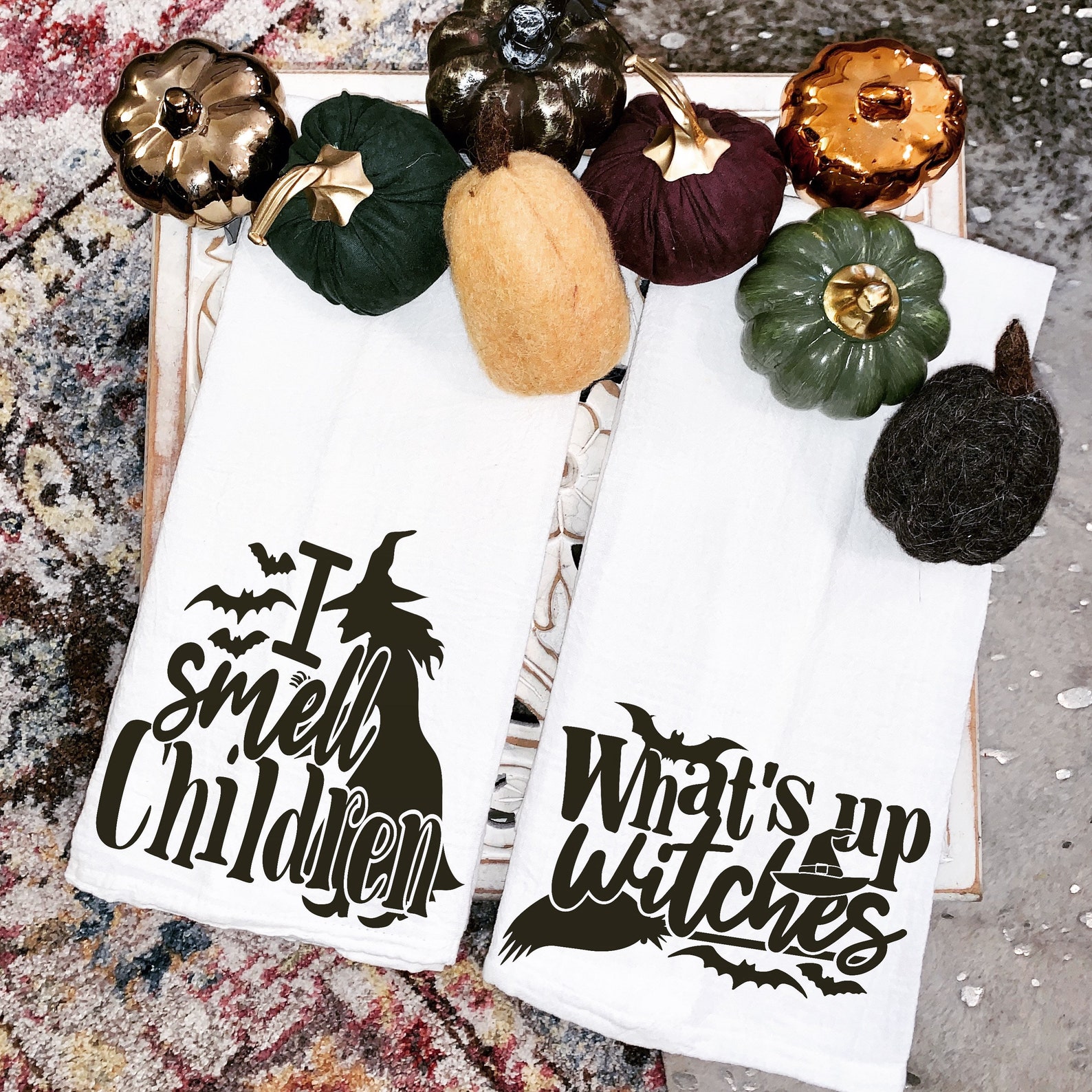 Halloween Tea Towels Halloween Kitchen Towel Halloween Flour Etsy