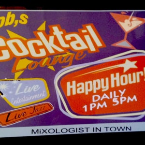 Retro Mid Century Modern 1950's - 1970's Cocktail Lounge Bar Happy Hour Tovaglietta personalizzata