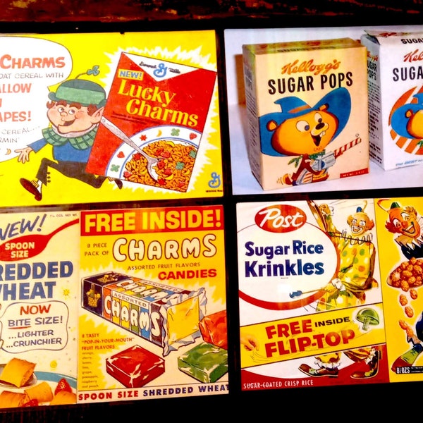 Retro Mid Centry Modern Retired Cereal Brands Kellogg's, Nabisco, Post, etc  1960's - 1970's 's era laminated placemats set of 4 Your Choice