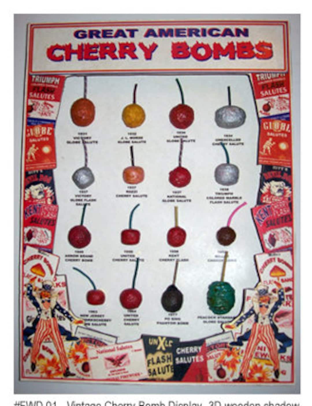 3D Great American Cherry Bomb's Shadow Box Wall Hanging Art Display