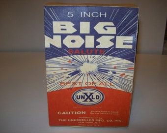 Vintage Fireworks Box Historically Accurate Replica Big Noise 5" Unxld Salute Reproduction Collectors Display Box                      Box