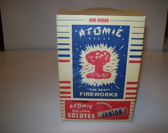 Atomic Bull Dog Salutes 1 gross Fireworks Historical Replica Display Box Only for Firework Collectors