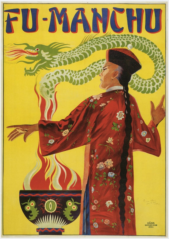Fu-manchu Warrior Oriental Dragon Art Colorful Gorgeous Wall