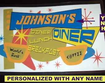 Retro Mid Century Modern 1950&#39;s - 1970&#39;s Jetson Style Personalized Diner Laminated Placemat