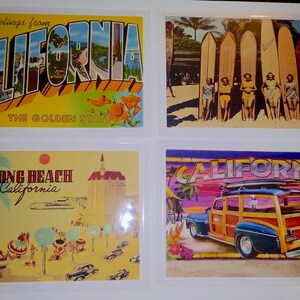 Mooie retro vintage ogende oude Californische postkaartstijl "The Good Old Days" Heavy Duty gelamineerde placemats set van 4