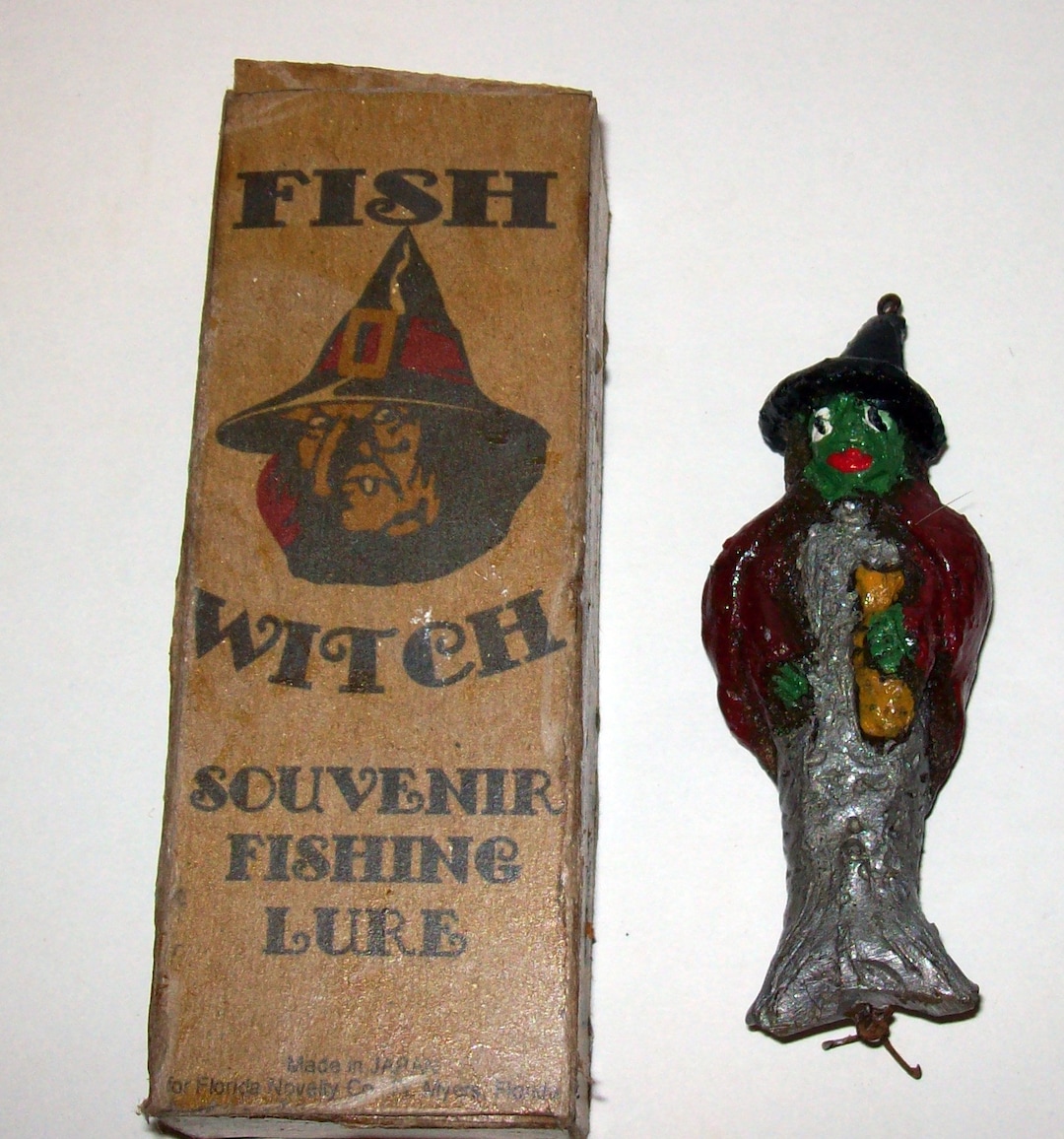 Vintage Novelty Souvenir of Old Florida Sea Witch Halloween Witch Boxed Fishing  Lure 