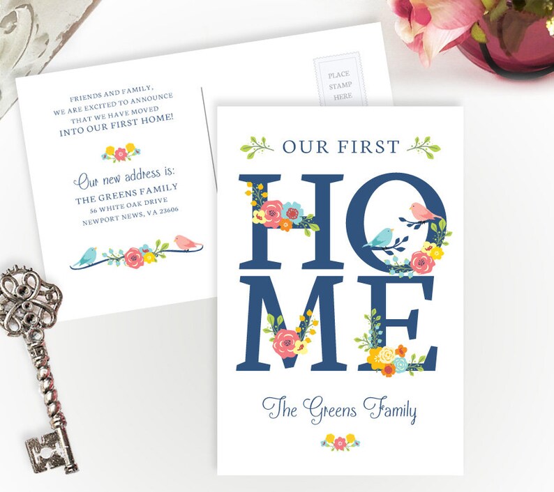 PRINTED Personalized New Home Card 4X6 New Home Postcard Etsy