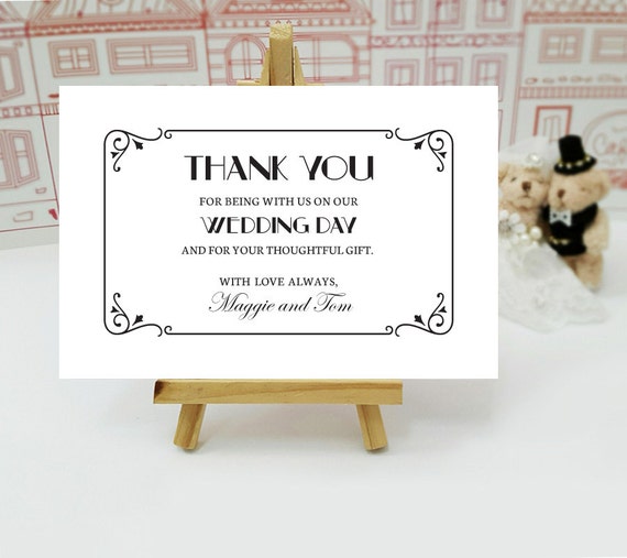 art deco thank you note printed thank you cards for wedding etsy