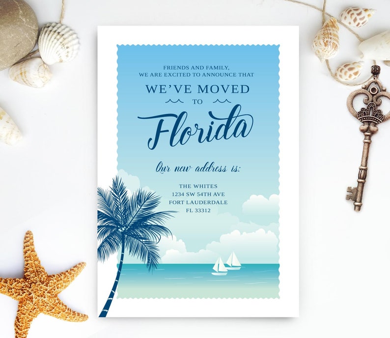 PRINTED Florida Moving Announcement With Envelope Palm Beach Etsy