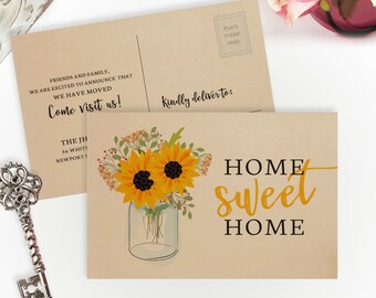Rustic moving cards PRINTED on kraft paper | Gift for new home | 4X6 home sweet home cards | Change of address postcards