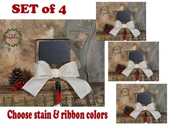 Christmas Stocking Holders Set Of 4 Chalkboard Wood Stocking Etsy