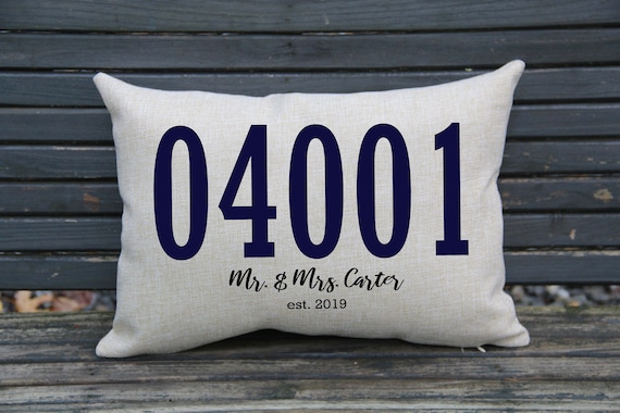 Personalized Zip Code Pillow Cover Wedding Gift Dorm Room Etsy