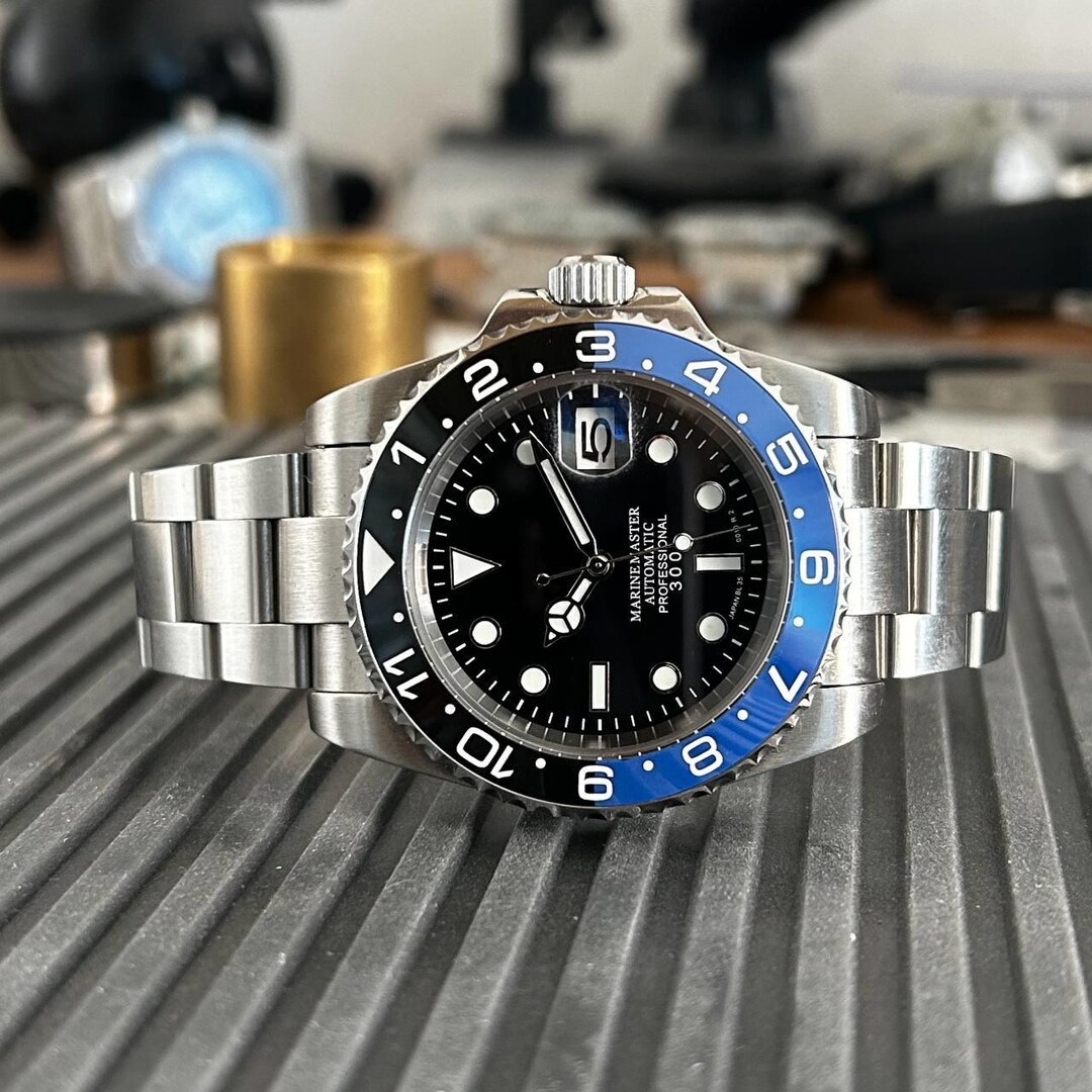 Sub Batman Watch Mens Automatic Seiko NH35 SUB Batman Mod Custom Watch, Sapphire Crystal ...