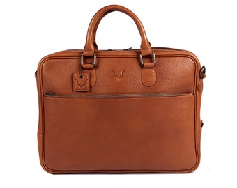 Fox Archer Briefcase - Caramel Tan Briefcase / Messenger / Laptop Bag