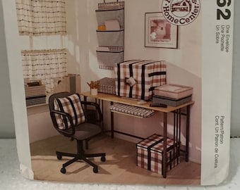 McCalls Home Decor Sewing Pattern 2662 Office Accessories Organizers Chair Cushions Printer Cover Memo Board In Out Box And More  UNCUT OOP